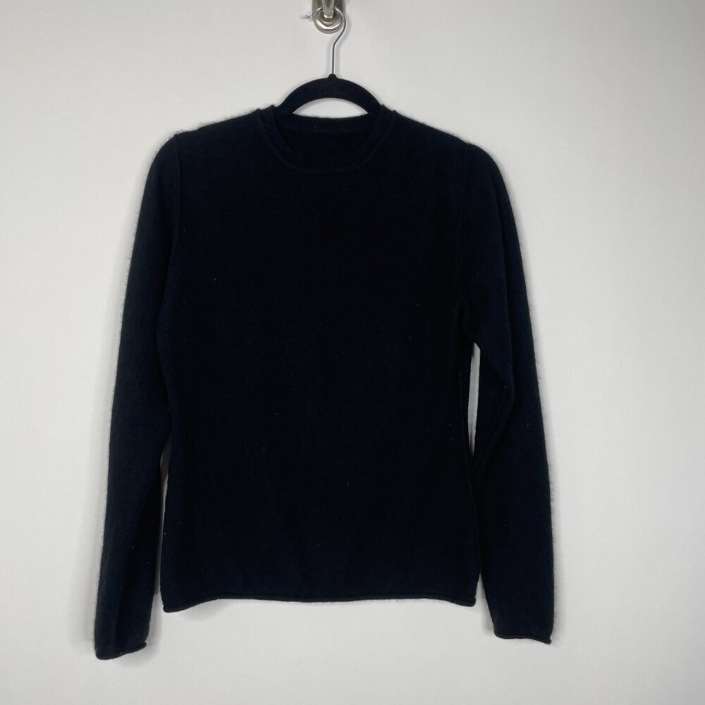 Cashmere Patched V Crew Neck Sweater Black M #5742 - Picture 3 of 12